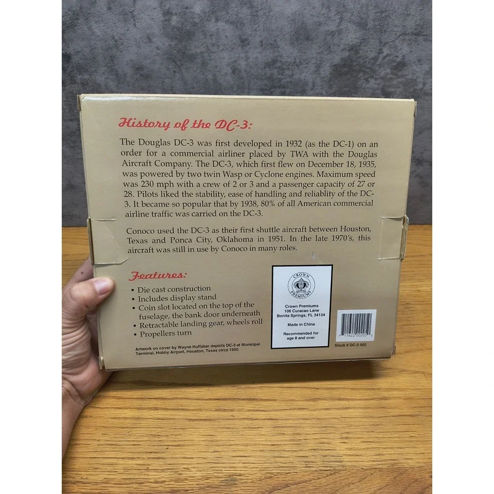 Vintage Conoco‎ Douglas DC-3 Aircraft Bank Commemorative Edition NIP